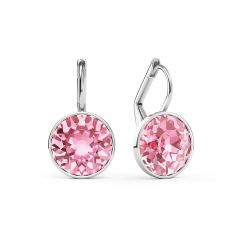 Bella Earrings With 4 Carat Light Rose Crystals Silver Plated