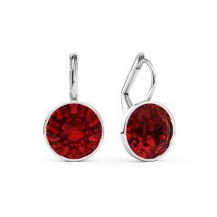 Bella Earrings With 4 Carat Ruby Crystals Silver Plated