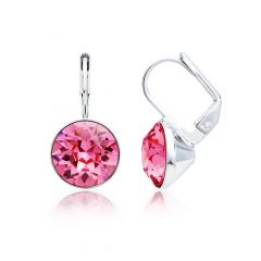 Bella Earrings With 4 Carat Rose Crystals Silver Plated