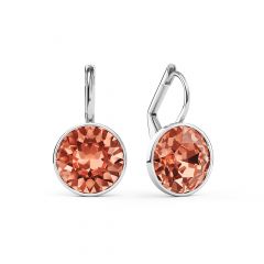 Bella Earrings 4 Carat Drop Earrings Rose Peach Crystals Rhodium Plated