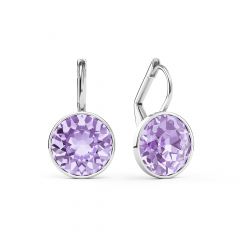 Bella Earrings With 4 Carat Violet Crystals Silver Plated