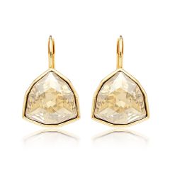 MYJS Trillion Brief Drop Earrings with Golden Shadow Swarovski� Crystals Gold Plated