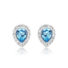 MYJS Christie Pear Stud Earrings with Aquamarine Swarovski® Crystals