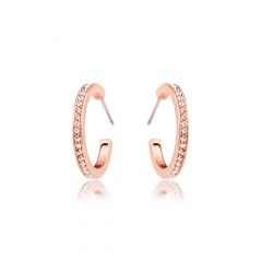 Eternity Round Petite Crystals Small Hoop Earrings Rose Gold Plated