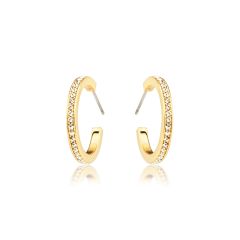 Eternity Round Petite Crystals Small Hoop Earrings Gold Plated
