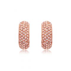 MYJS Stone Palace Austrian Crystals Pave Hoop Earrings Rose Gold Plated