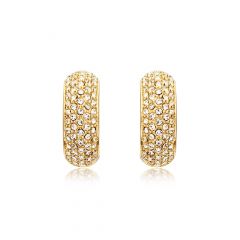 MYJS Stone Palace Swarovski® Crystals Pave Hoop Earrings Gold Plated