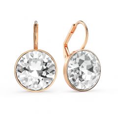 Bella Earrings with 13mm Clear Crystals Rose Gold Plated