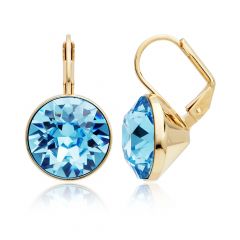 Bella Earrings with 8.5 Carat Aquamarine Swarovski Crystals Gold Plated