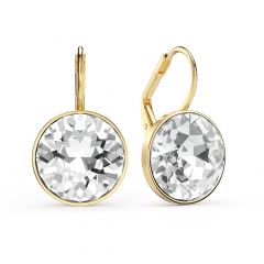 Bella Earrings with 13mm Clear Crystals Gold Plated