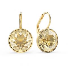 Bella Earrings with 13mm Golden Shadow Crystals Gold Plated