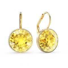 Bella Earrings with 13mm Light Topaz Crystals Gold Plated