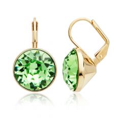 Bella Earrings with 8.5 Carat Peridot Swarovski Crystals Gold Plated