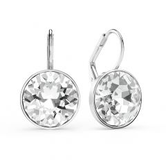 Bella Earrings with 13mm Clear Crystals Silver Plated