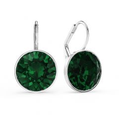 Bella Earrings with 8.5 Carat Emerald Crystals Rhodium Plated