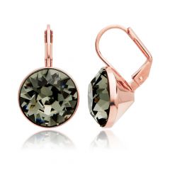 Bella Earrings with 8.5 Carat Swarovski Black Diamond Crystals Rose Gold Plated