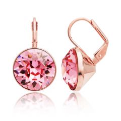 Bella Earrings with 8.5 Carat Light Rose Crystals Rose Gold Plated