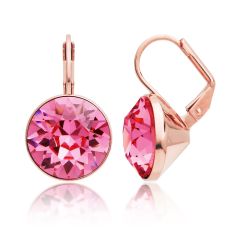 Bella Earrings with 8.5 Carat Rose Crystals Rose Gold Plated