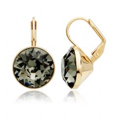 Bella Earrings with 8.5 Carat Black Diamond Swarovski® Crystals Gold Plated