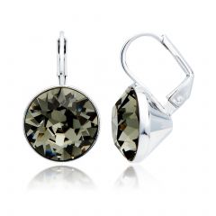 Bella Earrings with 8.5 Carat Black Diamond Swarovski® Crystals Rhodium Plated