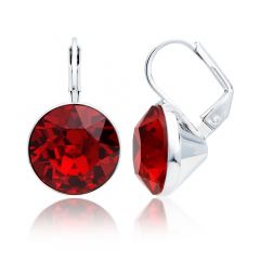 MYJS Bella Earrings with 13mm Ruby Crystals Rhodium Plated