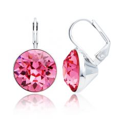 Bella Earrings with 8.5 Carat Rose Crystals Rhodium Plated