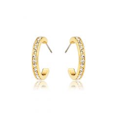 Eternity Round Statement Crystals Small Hoop Earrings Gold Plated