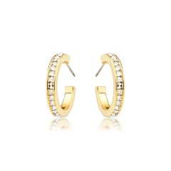 Eternity Square Crystals Small Hoop Earrings Gold Plated