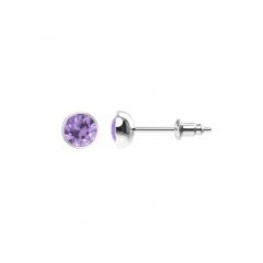 Signature Stud Earrings with 1 Carat Violet Crystals Rhodium Plated