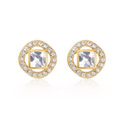 Angelic Square Earrings with Swarovski Crystals Gold Plated
