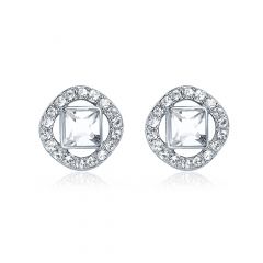 Angelic Square Earrings with Swarovski Crystals Rhodium Plated
