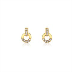 Circle Stud Earrings with Swarovski Crystals Gold Plated