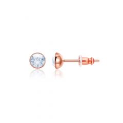 Signature Stud Earrings with 3 Sizes Carat Blue Shade Swarovski Crystals Rose Gold Plated