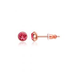 Signature Stud Earrings with 3 Sizes Crt Indian Pink Swarovski Crystals Rose Gold Plated