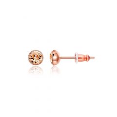 Signature Stud Earrings with 3 Sizes Crt Light Peach Swarovski Crystals Rose Gold Plated