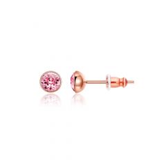 Signature Stud Earrings with 3 Sizes Carat Light Rose Swarovski Crystals Rose Gold Plated