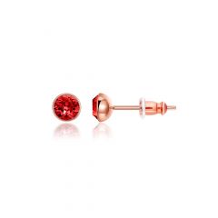 Signature Stud Earrings With Carat Light Siam Swarovski Crystals 3 Sizes Rose Gold Plated