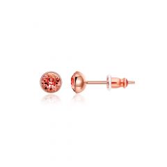 Signature Stud Earrings with 3 Sizes Crt Padparadscha Swarovski Crystals Rose Gold Plated