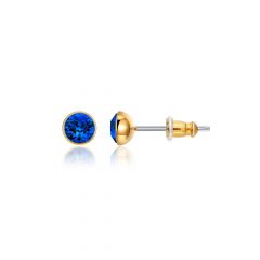 Signature Stud Earrings with 3 Sizes Carat Capri Blue Swarovski Crystals Gold Plated