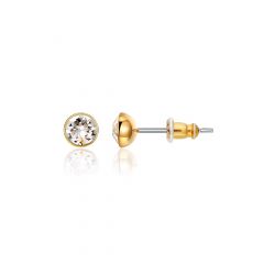 Signature Stud Earrings with 3 Sizes Carat Clear Swarovski Crystals Gold Plated