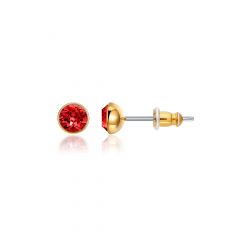 Signature Stud Earrings With Carat Light Siam Swarovski Crystals 3 Sizes Gold Plated