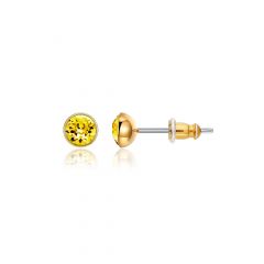 Signature Stud Earrings with 3 Sizes Carat Light Topaz Swarovski Crystals Gold Plated