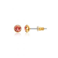 Signature Stud Earrings with 3 Sizes Carat Padparadscha Swarovski Crystals Gold Plated