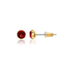 Signature Stud Earrings with 3 Sizes Carat Ruby Swarovski Crystals Gold Plated