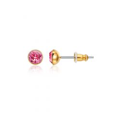Signature Stud Earrings with 3 Sizes Carat Rose Swarovski Crystals Gold Plated