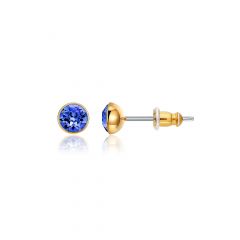 Signature Stud Earrings with 3 Sizes Carat Sapphire Swarovski Crystals Gold Plated