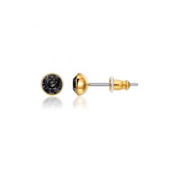 Signature Stud Earrings with 3 Sizes Carat Silver Night Swarovski Crystals Gold Plated