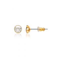 Signature Stud Earrings with 3 Sizes Carat Silver Shade Swarovski Crystals Gold Plated