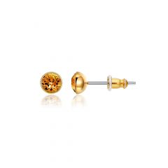 Signature Stud Earrings with 3 Sizes Carat Topaz Swarovski Crystals Gold Plated