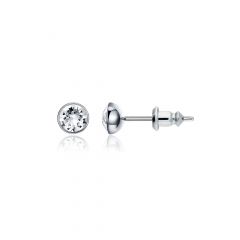 Signature Stud Earrings with 3 Sizes Carat Clear Swarovski Crystals Rhodium Plated